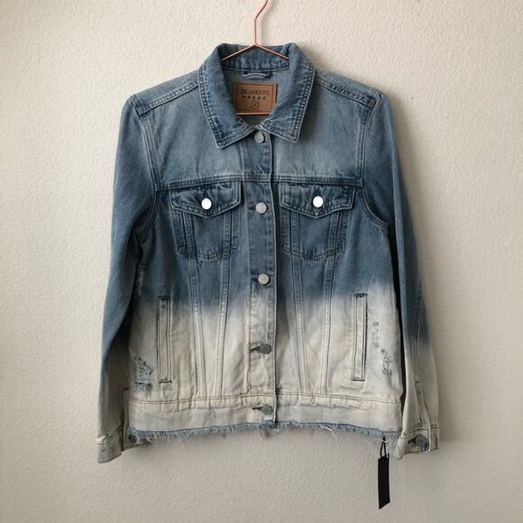 Blank NYC blue white distressed denim jacket - Picture 1 of 5